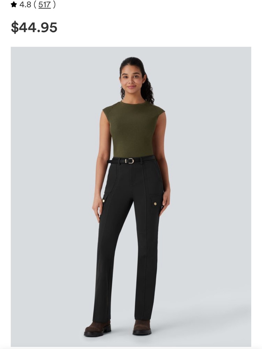HALARA Black Boot-Cut Cargo Pants
